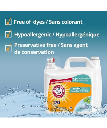 Arm & Hammer Liquid Laundry Detergent for Sensitive Skin Super Concentrated Skin Friendly Fresh Scent 170 Loads 5.03-L - Buy Online on GoSupps.com