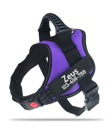 Pawpawify dog harnesses against pulling with personalizable name and telephone number durable prevents tug pulling or choking for training and walking XL Chest 32-44in purple