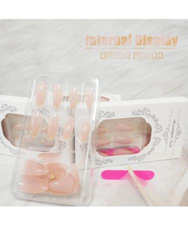 Buy French Tips Press on Nails | Stiletto Designs | Nude Sparkly Full Cover Acrylic | Glossy Gold Glitter | Medium Almond Shape | Easy Application with Glue | Shop Golden Guardian Online - Buy Online on GoSupps.com