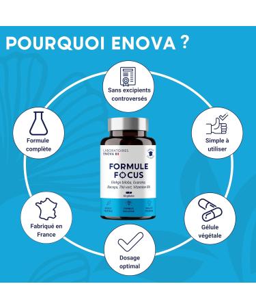 FOCUS FORMULA | Ginkgo Biloba Guarana Bacopa Green Tea Vitamin B6 | Powerful Nootropic 100% Natural | Memory Concentration Brain | 60 Capsules | Dietary Supplement - Buy Online on GoSupps.com