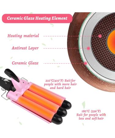 3 Barrels Hair Curler - 25mm Pink Curling Iron with 2 Temperature Control for Mermaid Waves | Quick Heating Hair Waver Styling Tool - Buy Online on GoSupps.com