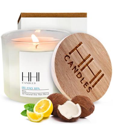 All-Natural Scented Soy Relaxation Candle | Island Spa Candle | A Fresh Blend of Eucalyptus and Citrus | Large Eight Ounce Single Wick Spa Candles | Long Burn time | HHI Candles Island Spa Single Wick