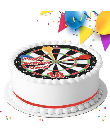 DARTS BIRTHDAY PARTY PERSONALISED 7.5 INCH EDIBLE ICING CAKE TOPPER DECORATION B062 - Buy Online on GoSupps.com