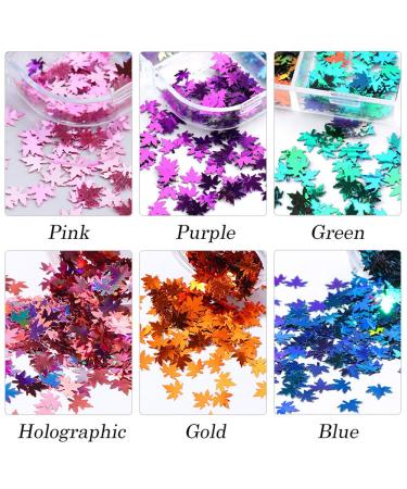Autumn Nails Glitter Sequin - 12 Color Maple Leaves & 3D Holographic Nail Decoration - Buy Online on GoSupps.com