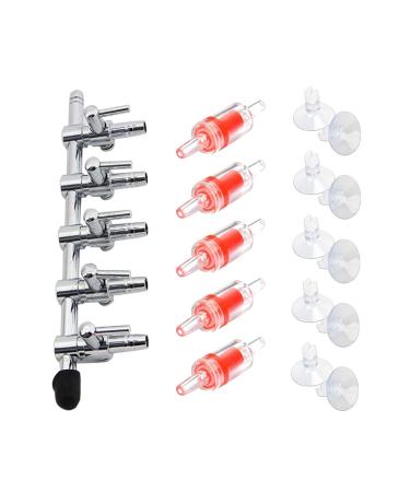 Bornfeel aquarium air distributor 16 In 1 set 5-way valve airstrip 5 checking valve 10 suction cups for 4/6mm hose air pump 5-fold metal aircraft valve 5-way-16in1 - Buy Online on GoSupps.com