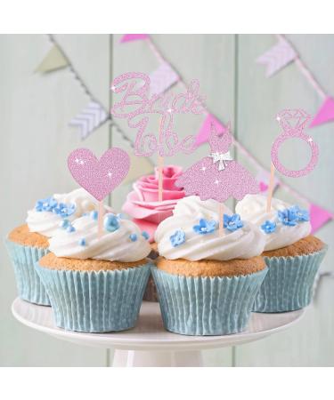 Cobee Ros gold Glitter Bride to Be Cupcake Toppers - 24 Heart Ring Picks for Bridal Shower Engagement & Bachelor Party Cake Decorations - Buy Online on GoSupps.com