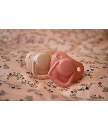 Filibabba Silicone Baby Pacifier Set | 2 Pack Temporary Pacifiers in Coral | Danish Design | 0-6 Months | Includes Pacifier Box - Buy Online on GoSupps.com