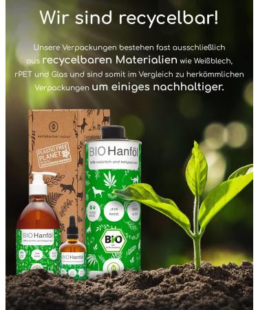 Wolfsbach Organic Hemp Oil for Dogs & Cats 50ml - Omega 3 & 6 Cold-Pressed 100% Organic from Germany | BARF & Feed Oil - De- ko-060 - Buy Online on GoSupps.com