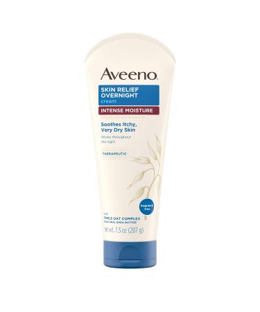 Aveeno Skin Relief Overnight Intense Moisture Cream with Triple Oat Complex & Natural Shea Butter Therapeutic Dimethicone Skin Protectant for Dry Itchy Skin Fragrance & Steroid-No 7.3 oz (3 Pack)
