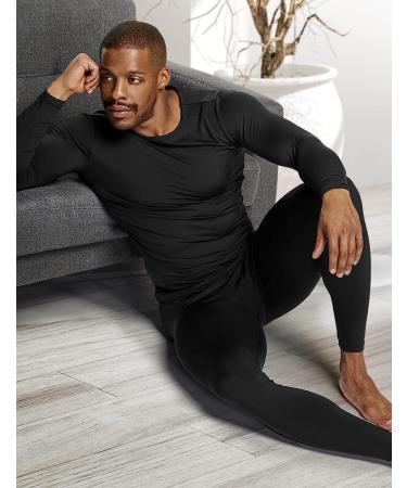 TSLA Men's Microfiber Soft Fleece Lined Thermal Underwear Set - Black X-Large - Buy Online on GoSupps.com