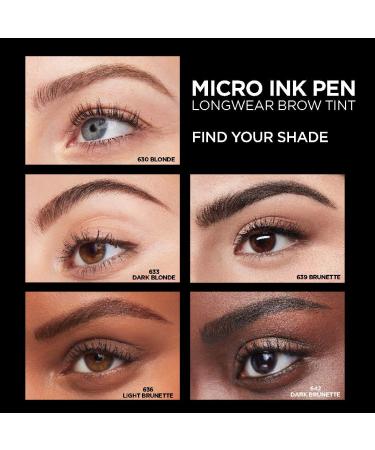 L'Or al Paris Micro Ink Pen Brow Stylist - Dark Brunette 0.033 fl oz | Longwear Tint for Hair-Like Effect | Precision Comb Tip | Up to 48HR Wear - Buy Online on GoSupps.com