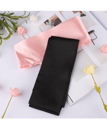 Satin Eye Mask Set - 2Pcs 62inch Adjustable Blindfolds for Travel, Nap, Meditation - Black+Pink - Buy Online on GoSupps.com