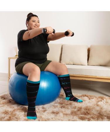Zfsock Compression Stockings for Thick Calves | Medical Support Socks 20-30mmHg for Men & Women | Oversize Travel & Sport Socks for Nurses | 3XL Heartbeat Design - Buy Online on GoSupps.com