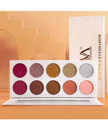 Portshade Palette: 10 High-Pigmented Eyeshadows in Red Rose Gold Silver & Brown - Glitter & Matte Makeup for Long-Lasting Looks | International Shipping Available - Buy Online on GoSupps.com