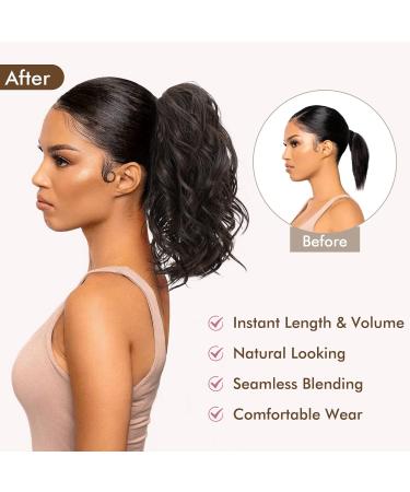 REECHO 10 Inch Short Curly Ponytail Extension Claw Clip in Synthetic Hairpiece - Medium Blonde with Highlights | Natural Wavy Ponytail Extension for Women - Buy Online on GoSupps.com