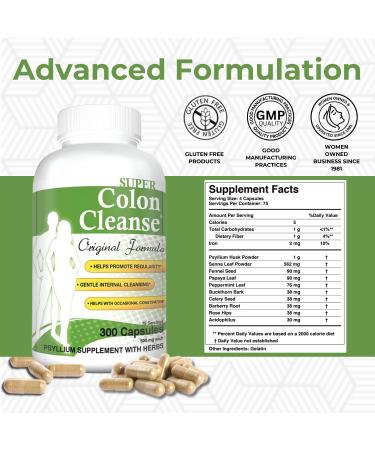 Health Plus Super Colon Cleanse - 300 Capsules for Digestive Support & Constipation Relief | Psyllium Husk & Senna Leaf - 6 Cleanses - Buy Internationally - Buy Online on GoSupps.com