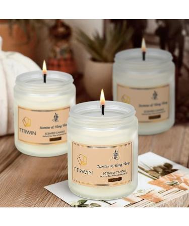 TTRWIN Jasmine & Ylang Ylang Scented Candle 200g - Long Burning Time, Natural Soy Wax & Essential Oil - Oriental Fragrance in Glass Jar - Perfect Gift for Christmas, Mother's Day, Father's Day, Birthday - Buy Online on GoSupps.com