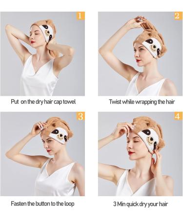 Super Absorbent Sloth Hair Towels | Quick Drying & Cute Sloth-Hair Turban for Women | Anti-Frizz Twist Hair Towels - Buy Online on GoSupps.com