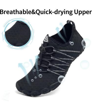 Limberun Quick-Dry Water Shoes | Wide Toe Barefoot Beach Shoes | 8 Women/7 Men | Black - Buy Online on GoSupps.com