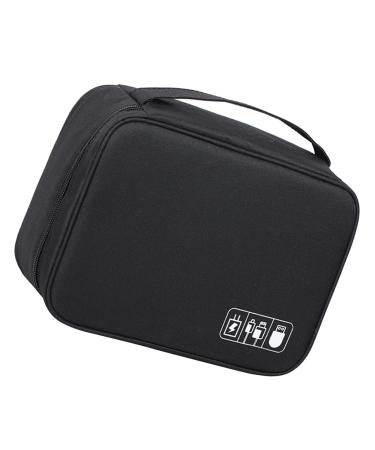 Digital Gadgets Storage Bag Separate Storage Adjustable Portable Data Cable Storage Bag for Home (Black) (Black)