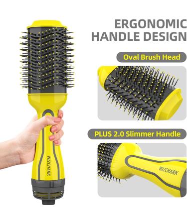 Buy Dual Voltage Hair Dryer Brush - Wizchark Hot Air Brush for European Travel | 110v-240v | Negative Ion Straightening & Curling - Buy Online on GoSupps.com