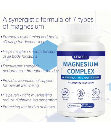  Magnesium Complex 7 in 1 with 1000mg - 90 Capsules - Features Elemental Magnesium & Citrate - Dietary Supplement for Adults (1) - Buy Online on GoSupps.com