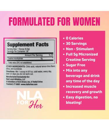Her Creatine Monohydrate Micronized for Women - Lean Muscle Growth & Recovery - Vegan Lemon Lime Sorbet Flavor - 30 Servings - Buy Online on GoSupps.com