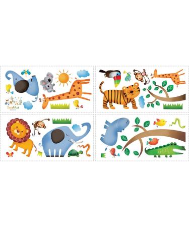 Decowall DW-1206 Wild Jungle Animals Wall Stickers for Kids - Peel and Stick Removable Decals for Nursery, Bedroom, Living Room - Buy Online on GoSupps.com