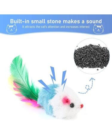 Molain 12 Pieces Cat Mice Toys Furry Cat Toy Interactive Toys Cat Mouse Animals Toys for Indoor Cats and Kittens - Buy Online on GoSupps.com