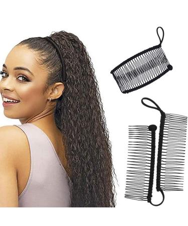 2 pieces vintage bananas intvn banana hair clips vintage ponytail hair holder girl durable fishtail hair accessories large rounded edges comb clips (30 tooth comb black)