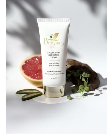 Biorganics Skin Therapy Glycolic Acid Facial Exfoliating Wash Natural Citrus and Aloe Formula