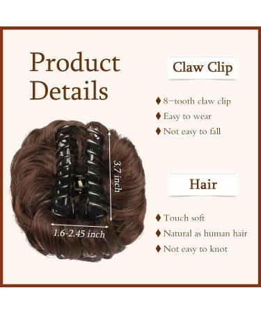 Sofeiyan Claw Clip Messy Bun Hair Piece | Wavy Curly Chignon Ponytail Hairpiece in Gray & White Tips - Women's Synthetic Tousled Updo Extensions - Buy Online on GoSupps.com