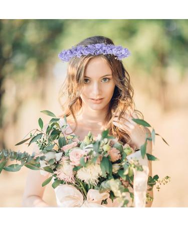 minkissy Flower Headband Lavender Flower Garland Lavender Headband Flower Crown Lavender Headpiece for Beach Vacation (Light Purple) - Buy Online on GoSupps.com