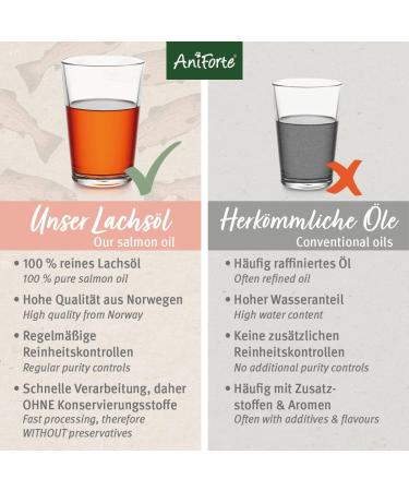 AniForte Premium Salmon Oil 500ml for Dogs, Cats, Horses & Pets - 100% Pure Norwegian Fish Oil with Omega 3, 6, EPA, DHA & ALA for Coat, Skin, Joints & Brain Health - Buy Online on GoSupps.com