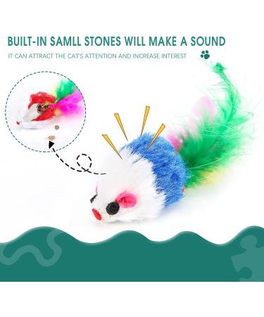 FYNIGO Cat Mouse Toys - 17 Pack Interactive Rattle Set for Indoor Cats and Kittens - Assorted Color Catnip Toys with Feather Tail - Buy Online on GoSupps.com
