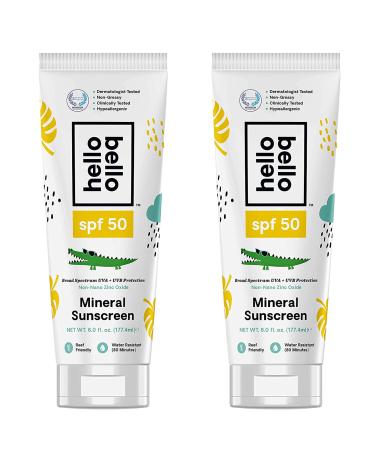 Hello Bello Sunscreen Mineral Lotion with Zinc Oxide - 30 SPF Broad Spectrum UVA/UVB Protection - Water Resistant Hypoallergenic Dermatologist & Clinically Tested - 3 Fl Oz (Pack of 2)