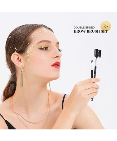 Shop Ducare Duo Eyebrow Brush Set - Professional Angled Brush & Spoolie for Perfect Eyebrows | Synthetic Bristle & Comb - International Shipping - Buy Online on GoSupps.com