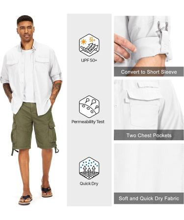 Asfixiado Men's Long Sleeve Fishing Shirt UV Protection UPF 50+ Lightweight Cooling Hiking Shirt 3XL White - Buy Online on GoSupps.com