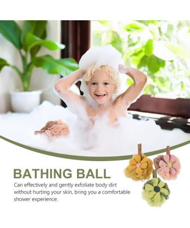 3pcs Colorful Flower Bath Ball Pouf Scrubber Set - Exfoliating Luffa Shower Accessories for Kids & Adults - Buy Online on GoSupps.com