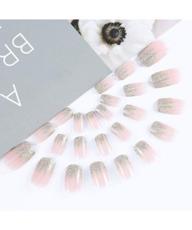 Brishow Coffin Artificial Fingernails - Short Pink Acrylic Nails for Women & Girls - 24 Pieces - Easy Stick-On - Buy Online on GoSupps.com