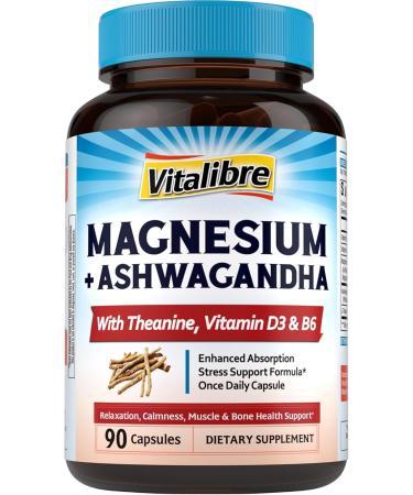 Vitalibre Vitamin B12 Sublingual 5000 mcg 90 Tablets Magnesium Ashwagandha Complex 90 Capsules - Buy Online on GoSupps.com
