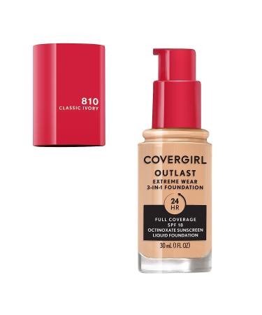 Covergirl Outlast Extreme Wear 3-in-1 Full Coverage Liquid Foundation SPF 18 Classic Ivory, 1 Fl. Oz - Buy Online on GoSupps.com