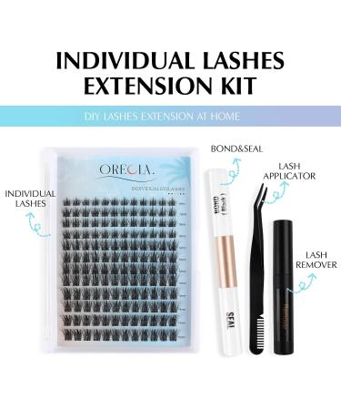 Oreola Individual Eyelashes Manga - 144 Cluster Set with Bond Seal Remover & Tweezers | DIY D Curl 8-16mm Extensions - International Shipping - Buy Online on GoSupps.com