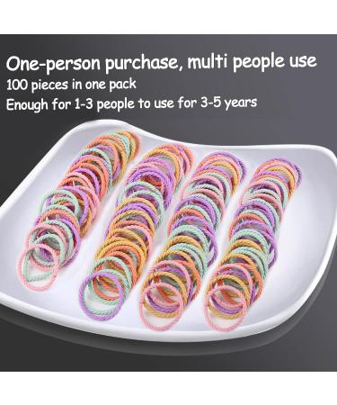 Candygirl 100 Pieces Baby Hair Ties - Cotton Elastic Hair Bands & Ponytail Holders for Girls - Cute Hair Accessories in Yellow Violet Pink - Buy Online on GoSupps.com