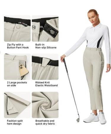 JACK SMITH Women's Golf Trousers Khaki L Lightweight Water Resistant Work Pants UPF 50+ | Elastic Waist, Quick Dry for Travel - Buy Online on GoSupps.com