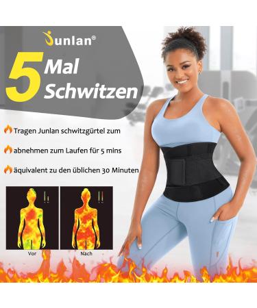 Junlan Tummy Control Belt Corset for Women - Neoprene Waist Trainer Sweat Belt | Sauna Fitness L Black - Buy Online on GoSupps.com