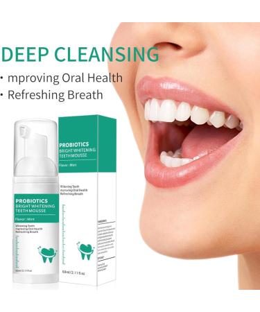 Whitening Toothpaste Mousse Probiotics Bright Whitening Teeth Mousse Herbal Brightening Oral Repair Mousse Teeth Mousse Toothpaste Refreshing Breath Deep Cleaning Toothpaste (3) - Buy Online on GoSupps.com