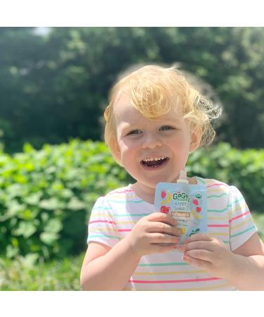 GoGo squeeZ happy tummieZ Organic Apple Banana Strawberry 3.2 oz - 4 Pouches | Prebiotic Fiber Kids Snacks | Gluten-Free, Nut-Free, Dairy-Free, Vegan - Buy Online on GoSupps.com