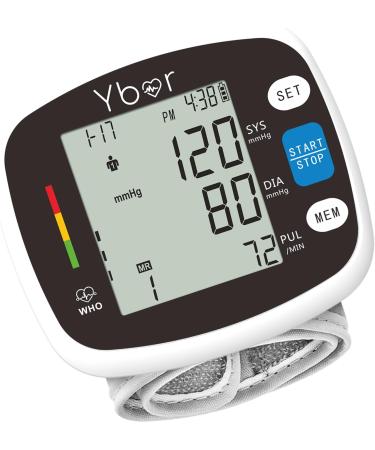 Ybor Automatic Blood Pressure Monitor 2.4" Extra Large LCD Display & Adjustable Wrist Cuff 99x2 Reading Memory for Home Use - Buy Online on GoSupps.com