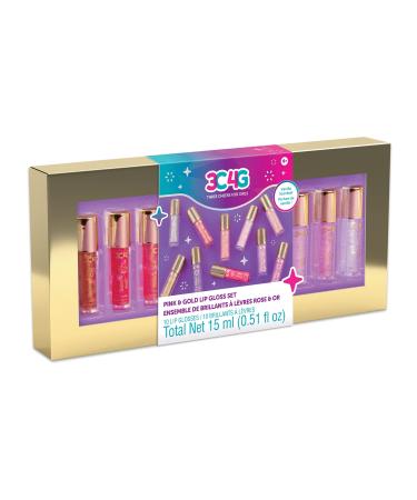 Three Cheers for Girls - Pink and Gold Lip Gloss Set 10 Pack - Kids Lip Gloss for Girls & Teens - Vanilla Flavored Hydrating Lip Gloss Set - Colors Include Pink Purple Nude & More! - Ages 8+